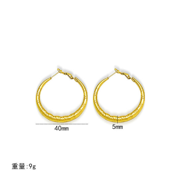 18KG hollow out big hoop stainless steel earrings