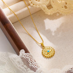 18KG easy match dainty moon coin pendant stainless steel necklace