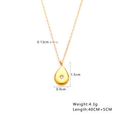 18KG easy match dainty moon coin pendant stainless steel necklace