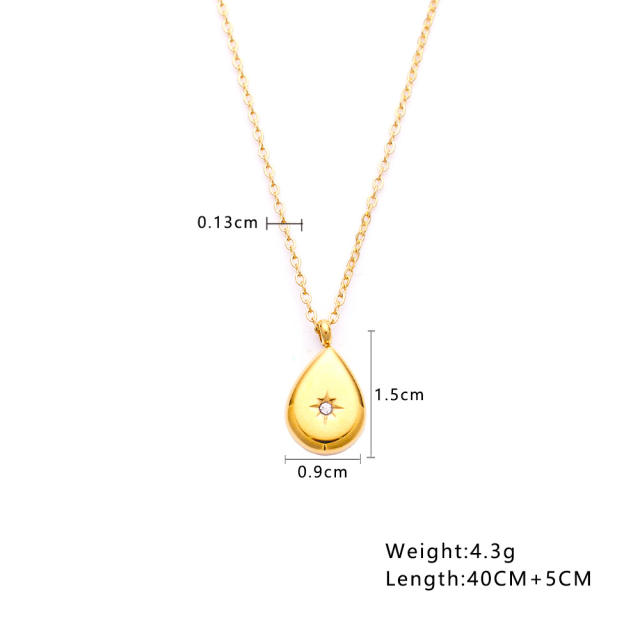 18KG easy match dainty moon coin pendant stainless steel necklace