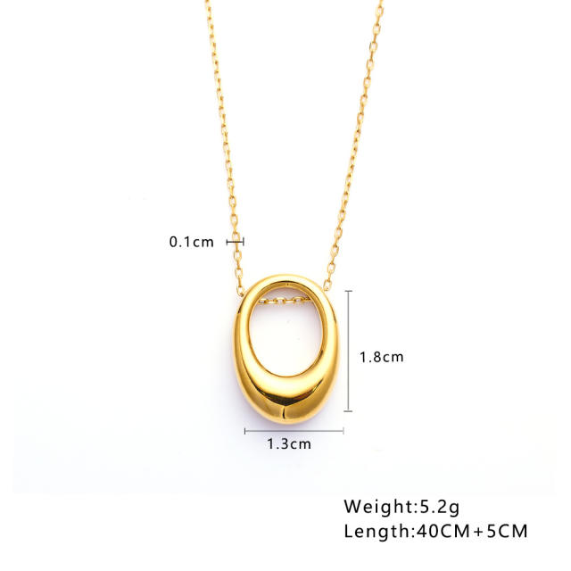 18KG easy match dainty moon coin pendant stainless steel necklace
