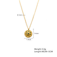18KG easy match dainty moon coin pendant stainless steel necklace
