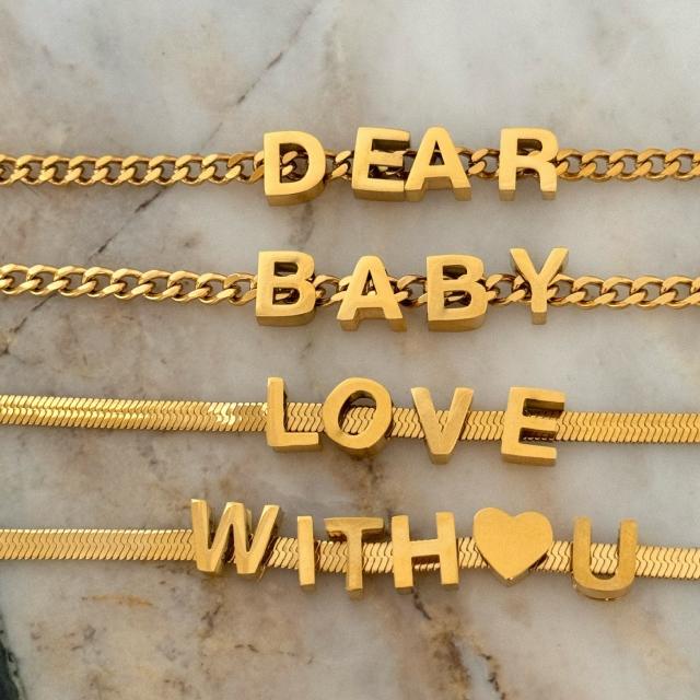 18KG DEAR BABY LOVE letter stainless steel necklace snake chain necklace