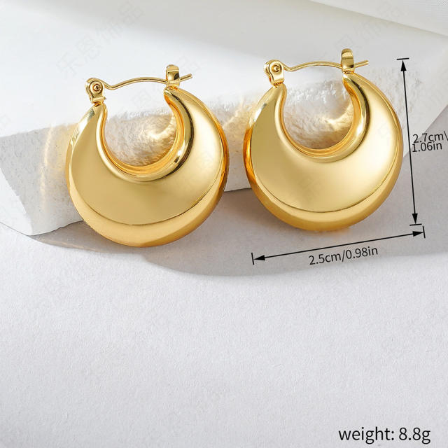 Chunky hoop hollow out stainless steel earrings