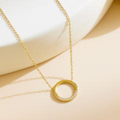 18KG easy match dainty moon coin pendant stainless steel necklace