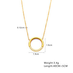 18KG easy match dainty moon coin pendant stainless steel necklace