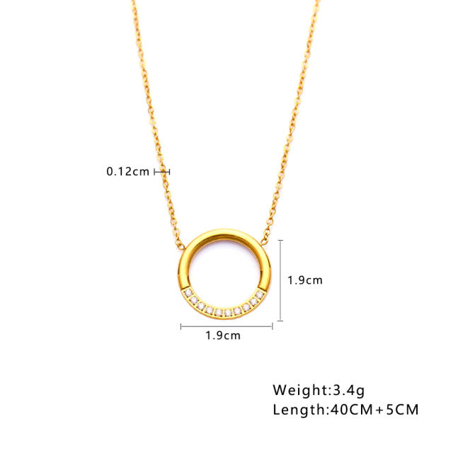 18KG easy match dainty moon coin pendant stainless steel necklace