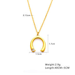 18KG easy match dainty moon coin pendant stainless steel necklace