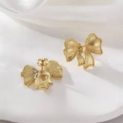 Sweet ribbon bow stainless steel studs earrings