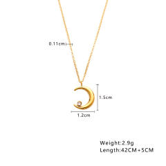 18KG easy match dainty moon coin pendant stainless steel necklace