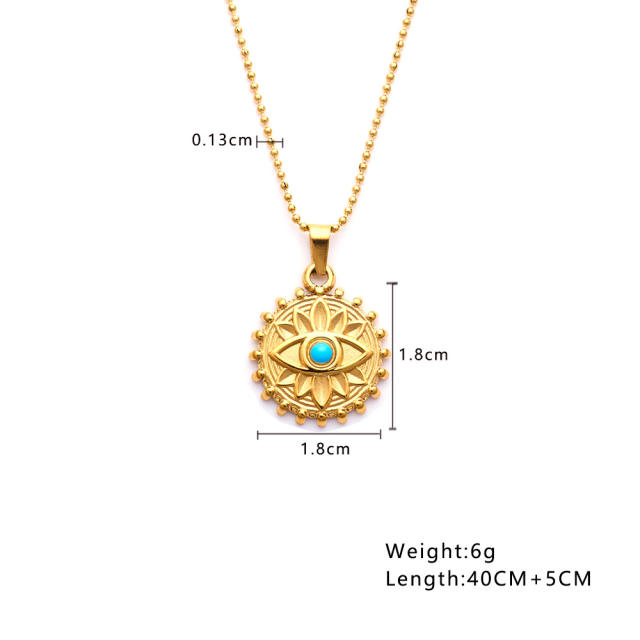 18KG easy match dainty moon coin pendant stainless steel necklace