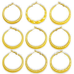 18KG hollow out big hoop stainless steel earrings