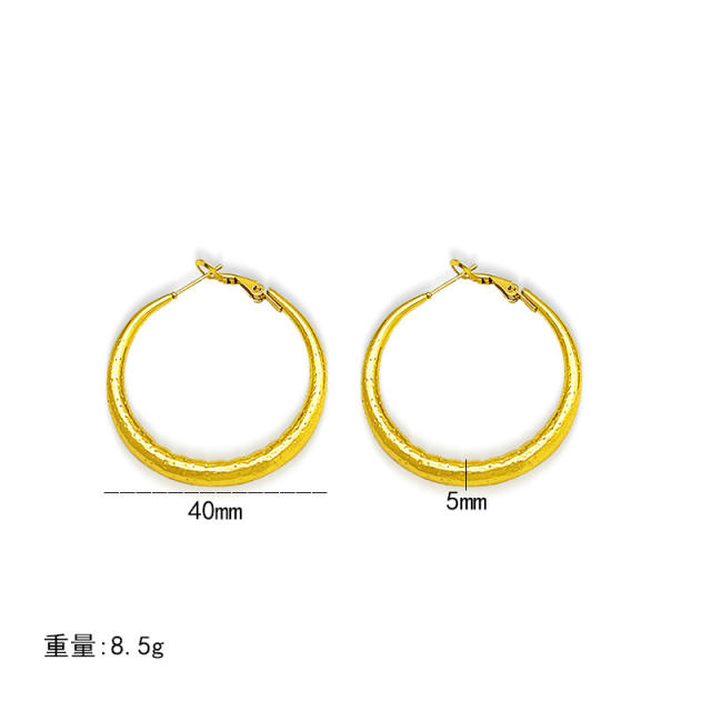 18KG hollow out big hoop stainless steel earrings