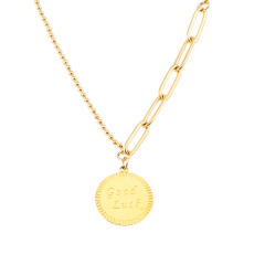 18KG easy match dainty moon coin pendant stainless steel necklace
