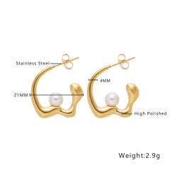 Chic elegant pearl bead stainless steel earrings