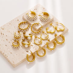 Chic elegant pearl bead stainless steel earrings