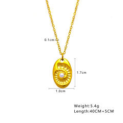 18KG easy match dainty moon coin pendant stainless steel necklace