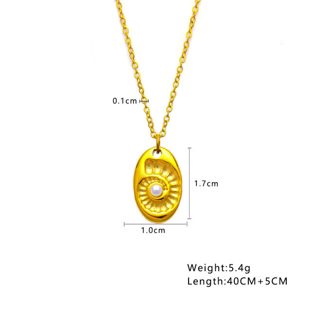 18KG easy match dainty moon coin pendant stainless steel necklace