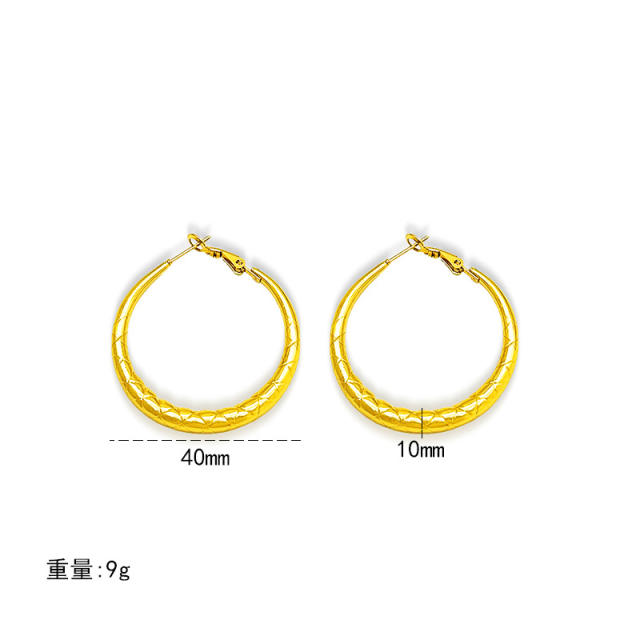 18KG hollow out big hoop stainless steel earrings