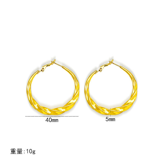 18KG hollow out big hoop stainless steel earrings