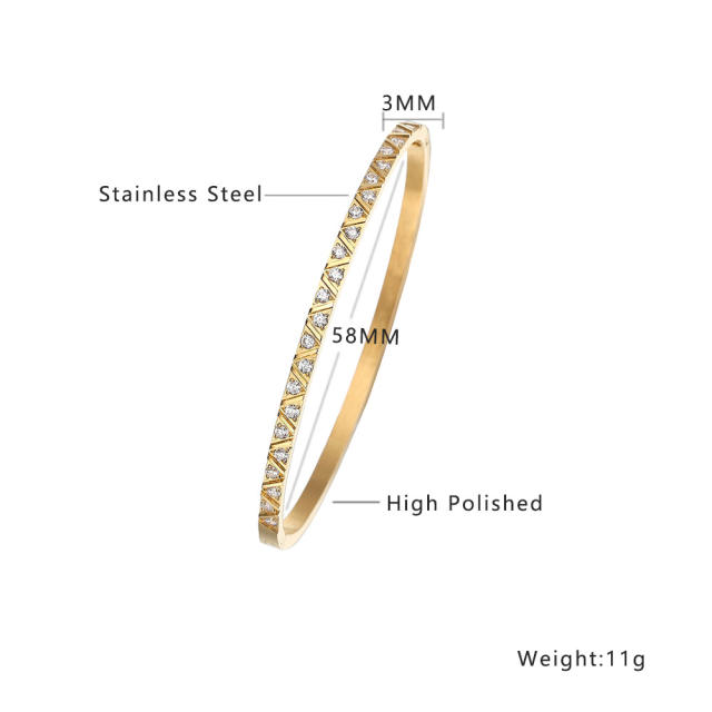 18KG diamond stainless steel bangle bracelet