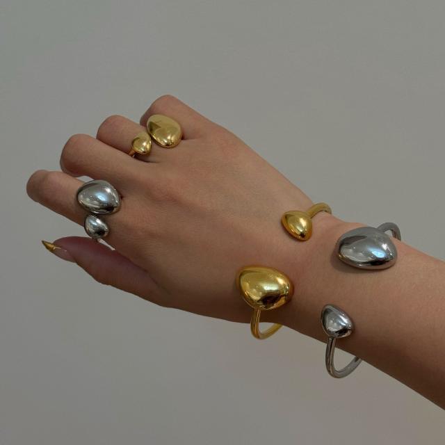 18KG Chunky geometric shape stainless steel cuff bangle bracelet