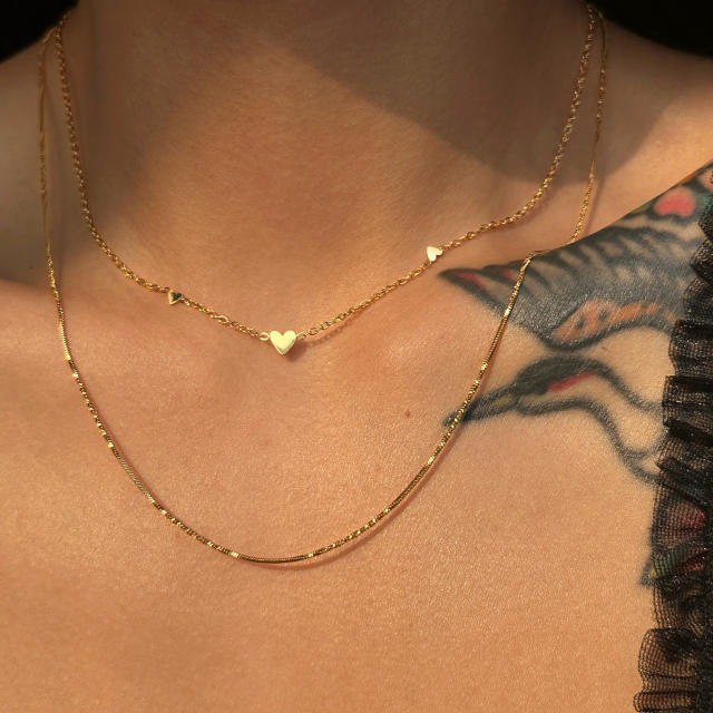 Dainty tiny heart stainless steel choker necklace