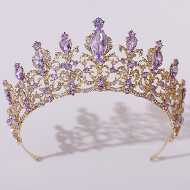 Baroque colorful cubic zircon statement wedding crown