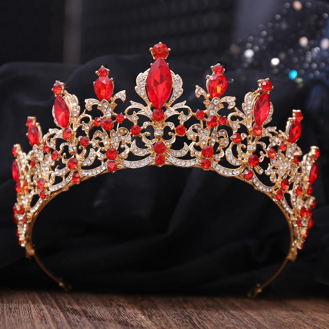 Baroque colorful cubic zircon statement wedding crown