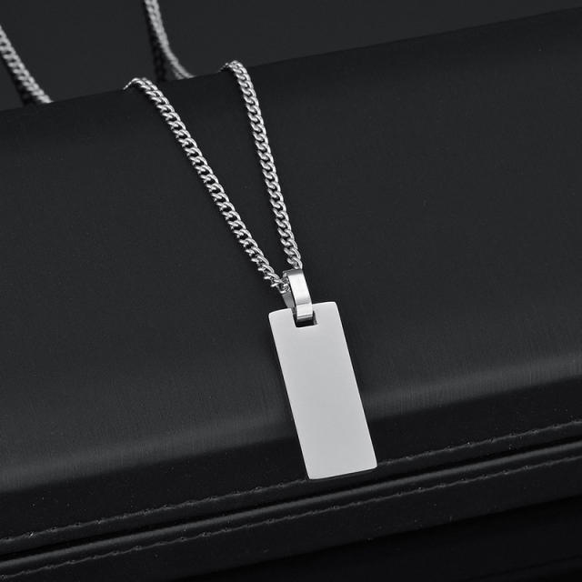 Personality dog tag pendant stainless steel necklace engrave letter necklace