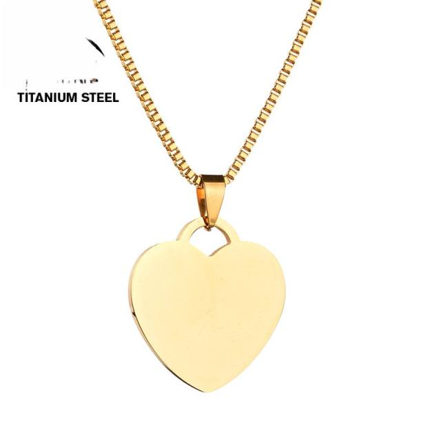 Classic heart pendant stainless steel necklace engrave letter necklace