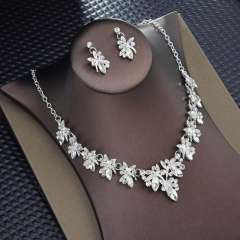 Delicate colorful glass crystal statement wedding jewelry necklace set