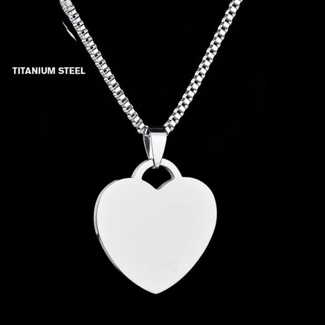 Classic heart pendant stainless steel necklace engrave letter necklace