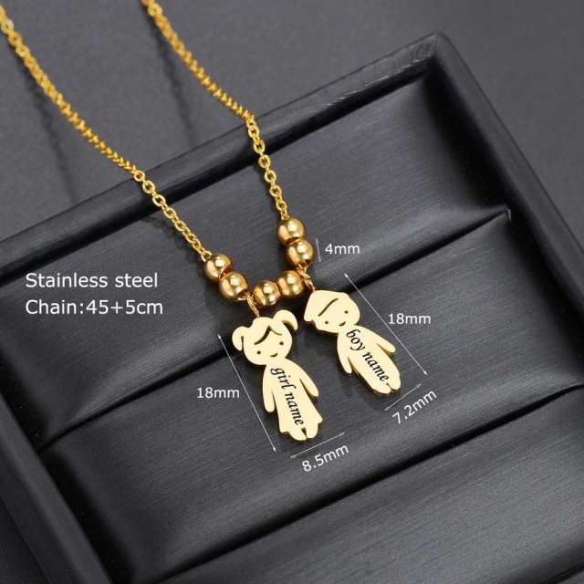 DIY boy girl pendant engrave letter stainless steel necklace