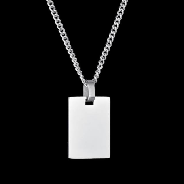 Personality dog tag pendant stainless steel necklace engrave letter necklace