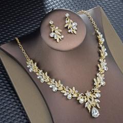 Delicate colorful rhinestone wedding bridal necklace set