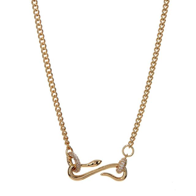 Delicate diamond snake tiny rhinestone stainless steel dainty necklace