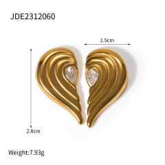 18KG matching heart stainless steel earrings