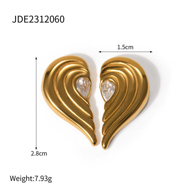 18KG matching heart stainless steel earrings