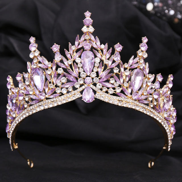 Luxury colorful cubic zircon wedding princess hair crown
