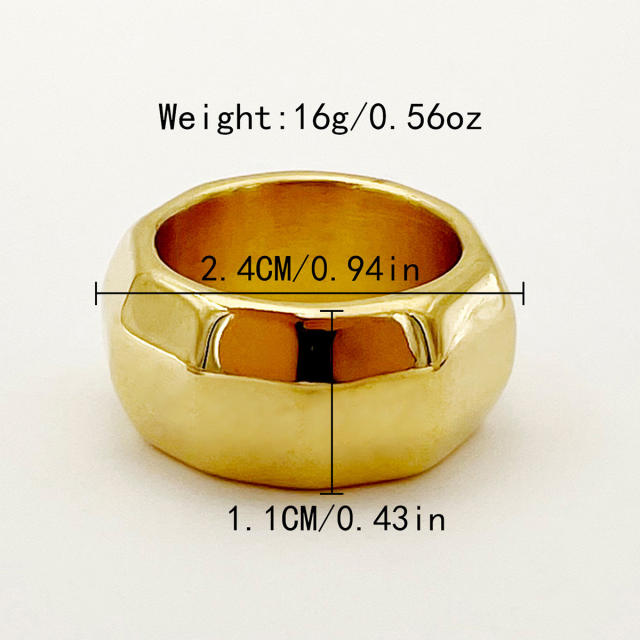Chunky easy match stainless steel gold color rings