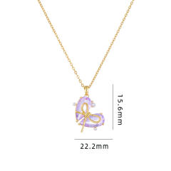 Delicate bow heart colorful pendant stainless steel chain dainty necklace
