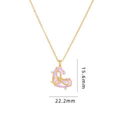 Delicate bow heart colorful pendant stainless steel chain dainty necklace