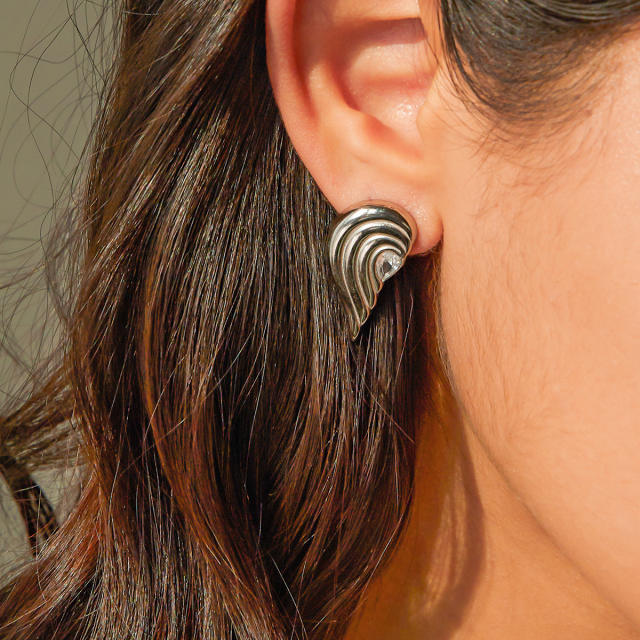 18KG matching heart stainless steel earrings