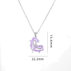 Delicate bow heart colorful pendant stainless steel chain dainty necklace