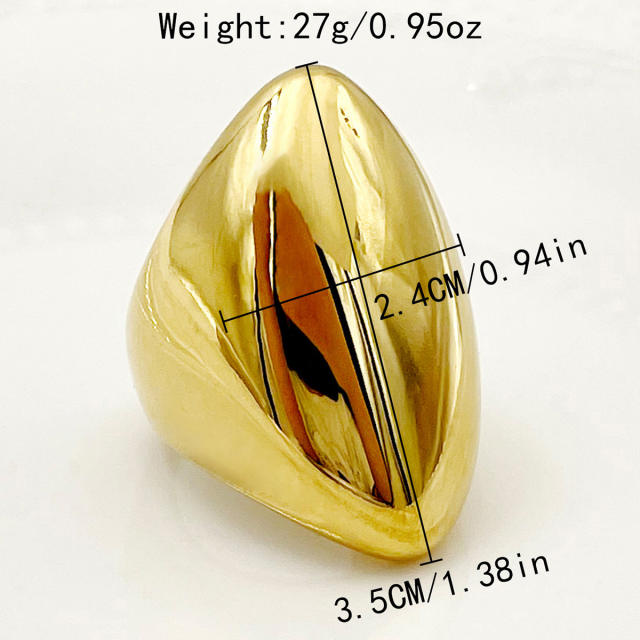 Chunky gold color geometric shape stainless steel rings