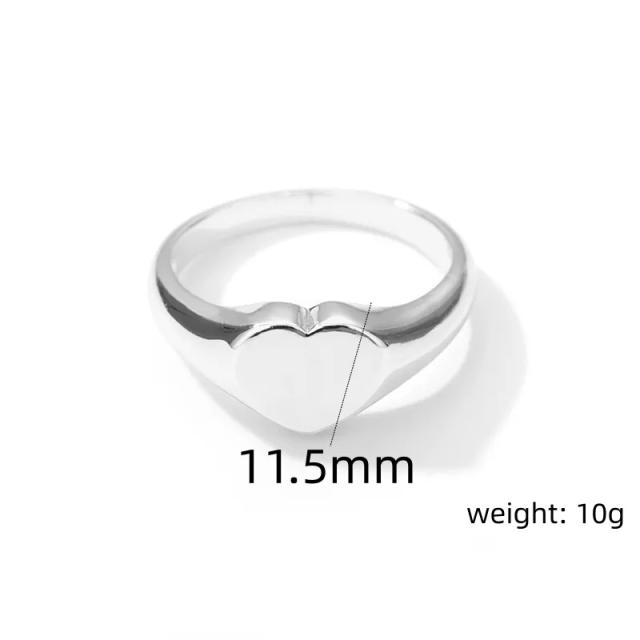 INS easy match heart shape stainless steel rings signet rings
