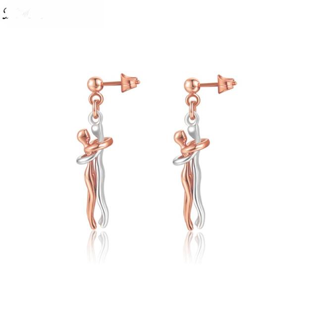 Personality hug couples copper material earrings