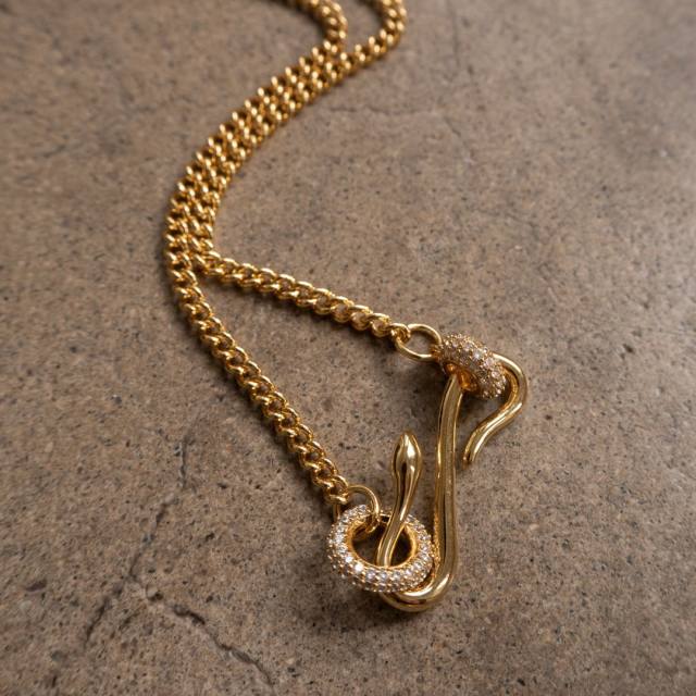 Delicate diamond snake tiny rhinestone stainless steel dainty necklace
