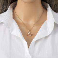 Delicate bow heart colorful pendant stainless steel chain dainty necklace